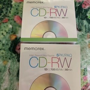 2X - Sealed 5 Pack Memorex High Speed 12x CD-RW Media 700MB 80min Discs Sealed